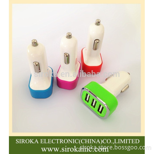 OEM design universal triple 3 Port USB In Car Charger Adapter for iPhone 5s/6 for Samsung Table PC